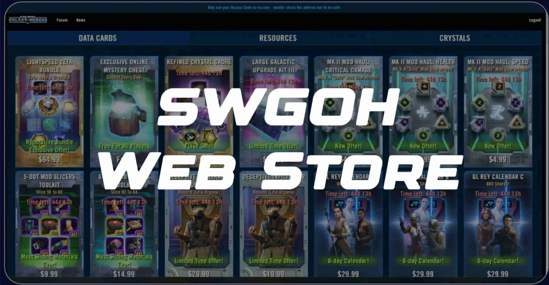 Swgoh web store